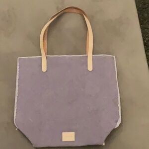 Graf Lantz Lavender Tote Bag with Tan Handles